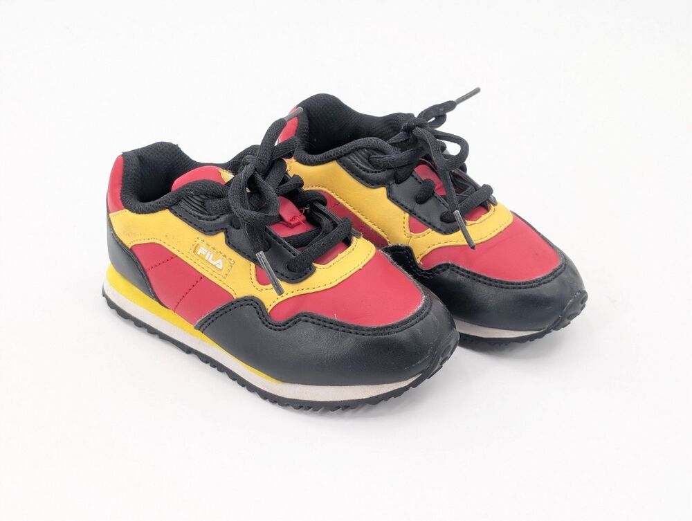 Fila Cress Color Block Red Black Yellow Size 10 Toddler Gym Shoe Sneakers